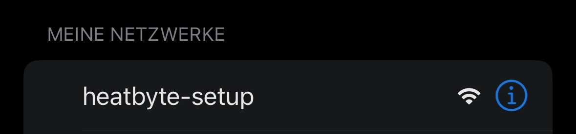 Auswahl des Netzwerkes heatbyte-setup auf einem iPhone